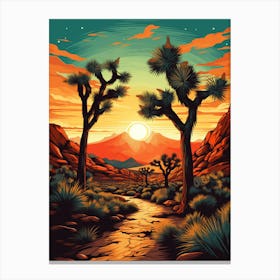 Joshua Tree At Sunset In South Western Style (3) Canvas Print