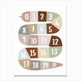 Number Snake In Brown Green Canvas Print