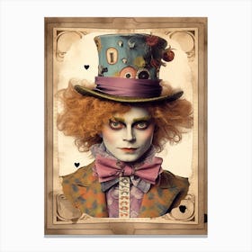 Alice In Wonderland Vintage Playing Card The Mad Hatter Canvas Print