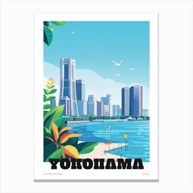 Yokohama Japan 2 Colourful Travel Poster Canvas Print