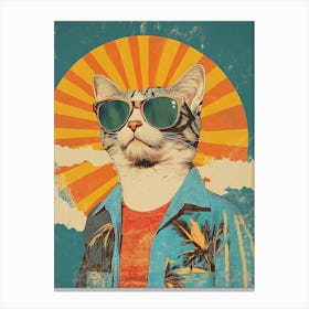 Vintage Retro Poster Cool Cat 5 Canvas Print