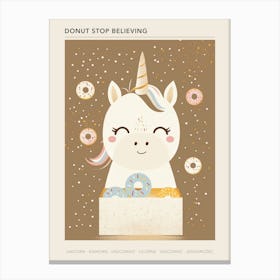 Unicorn Eating Rainbow Sprinkled Donuts Muted Pastels 2 Poster Canvas Print