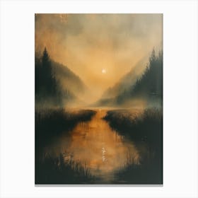 Sunrise Over The River Canvas Print