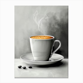 Coffee Cup With Coffee Beans Canvas Print