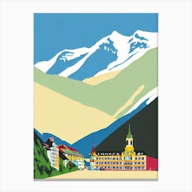Bad Gastein, Austria Midcentury Vintage Skiing Poster Canvas Print