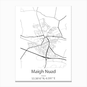 Maigh Nuad,Ireland Minimalist Map Canvas Print