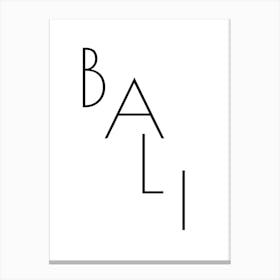 Bali Typography City Country Word Canvas Print