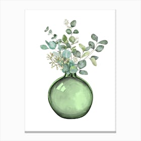 Natural Style Green Leaves Watercolour Canvas Print