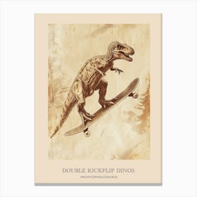 Pachycephalosaurus Vintage Dinosaur Poster 2 Canvas Print