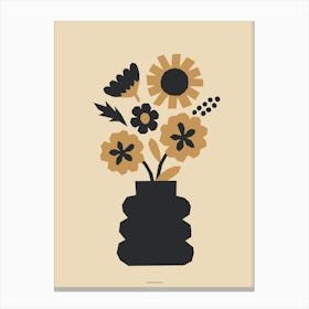 Minimal Gold and Black Primrose Flower Bouquet Print Light Version Canvas Print