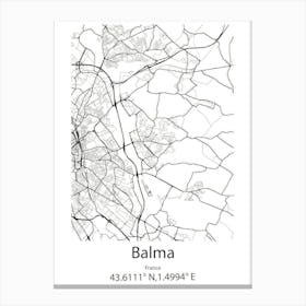 Balma,France Minimalist Map Canvas Print