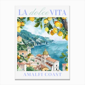 Amalfi Coast Italy Poster , Italian Illustration Leinwandbild