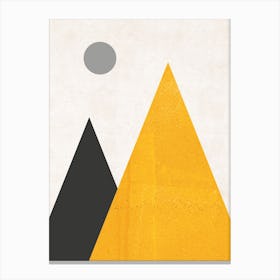 Mountains And Moon Mustard Abstract Canvas Print