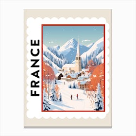 Retro Winter Stamp Poster Chamonix France Canvas Print