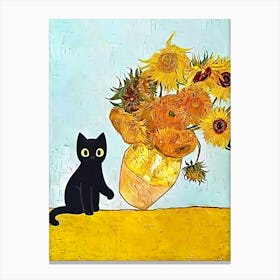 Naughty black cat Canvas Print