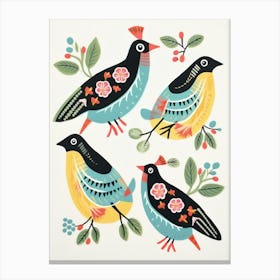 Folk Style Bird Painting Kiwi 2 Canvas Print