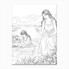 Line Art Inspired By The Large Bathers 4 Canvas Print