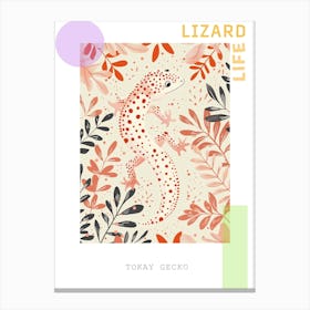 Coral Tokay Gecko Abstract Modern Illustration 2 Poster Canvas Print