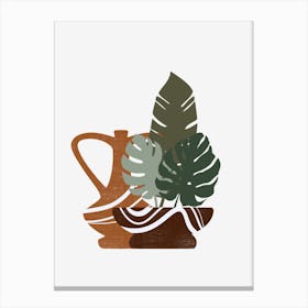 Terracotta Pot With Plants Canvas Print