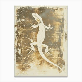 Dark Yellow Day Gecko Block Print 1 Canvas Print