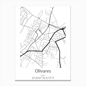 Olivares,Spain Minimalist Map Canvas Print