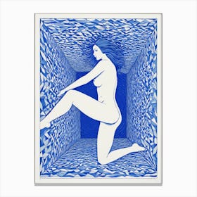 Nude In Blue Line Canvas Print