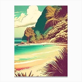 Muri Beach Cook Islands Vintage Sketch Tropical Destination Canvas Print