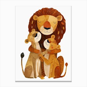 African Lion Family Bonding Clipart 1 Canvas Print