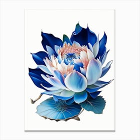 Blue Lotus Decoupage 5 Canvas Print