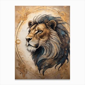 Astral Card Zodiac Leo Old Paper Painting (10) Canvas Print