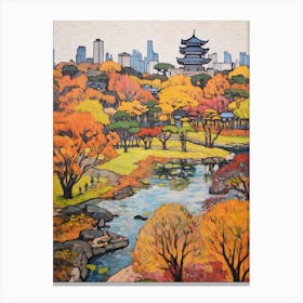 Autumn Gardens Painting Hamarikyu Gardens Japan 1 Canvas Print