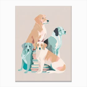 Dogs And Books Canvas Print