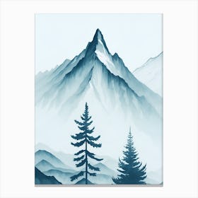 Mountain And Forest In Minimalist Watercolor Vertical Composition 157 Canvas Print