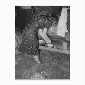 Untitled Photo, Possibly Related To Migrant Woman Peeling Potatoes On Running Board Of Car While Camped Ne Canvas Print