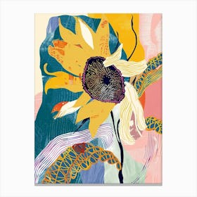 Colourful Flower Illustration Sunflower 1 Canvas Print