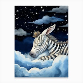 Baby Zebra Sleeping In The Clouds Canvas Print