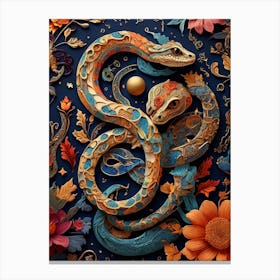 Snakes And Flowers 1 Canvas Print