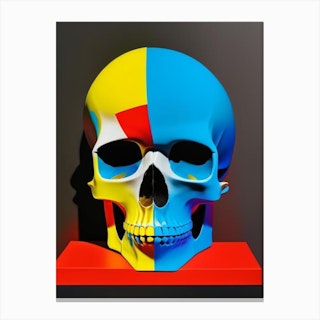 Skull With Tattoo Style Artwork Primary 1 Colours Matisse Style Canvas Print
