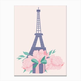 Eiffel Tour And Peonies Canvas Print