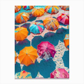 Colorful Umbrellas On The Beach Canvas Print