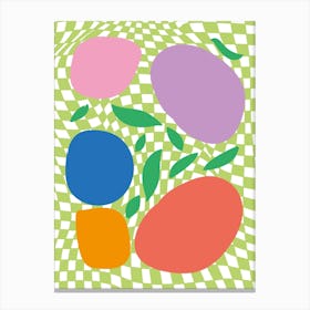 Checkerboard Pastels Abstract Summer Fruits Canvas Print