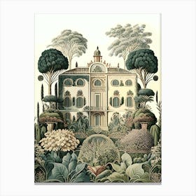 Villa Medici, Italy Vintage Botanical Canvas Print