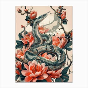 Snake And Flowers Canvas Print