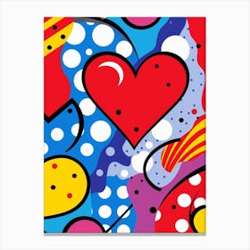 Polka Dot Pop Art Heart Lines 2 Canvas Print