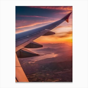 Sunset From Airplane Wing - Reimagined Canvas Print