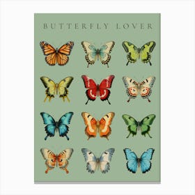 Butterfly Lover green background Canvas Print