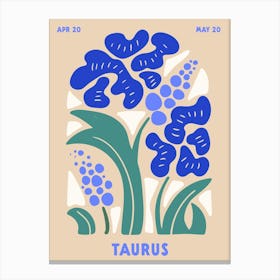 Taurus Print Zodiac Poster Astrology Wall Decor Flower Market Botanical Canvas Print