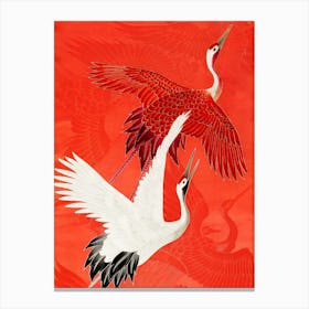 Red and White Cranes Canvas Print