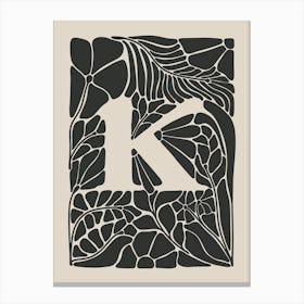 Botanical Letter K No 0751 Canvas Print