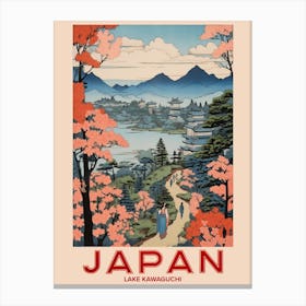 Lake Kawaguchi, Visit Japan Vintage Travel Art 2 Canvas Print